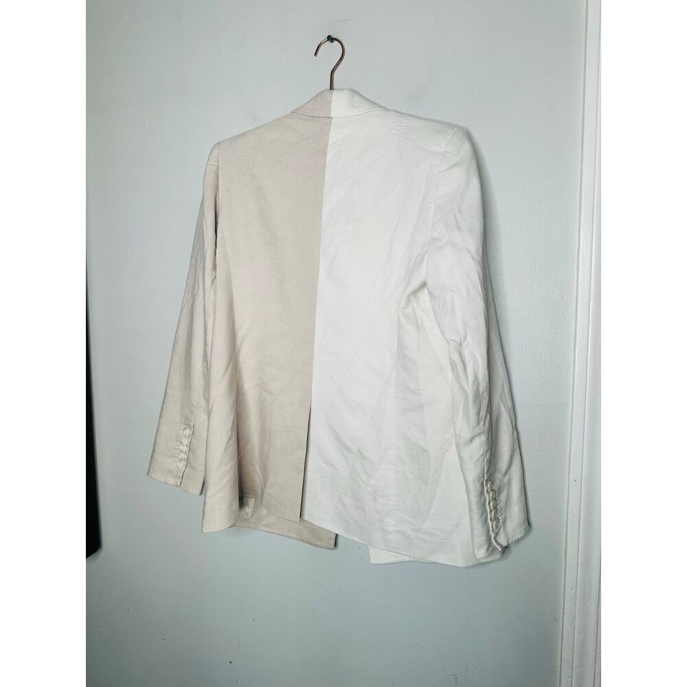 VERONICA BEARD Tan Two Toned Blazer Oversized Front Button Braeton Jacket 10 - Picture 5 of 13